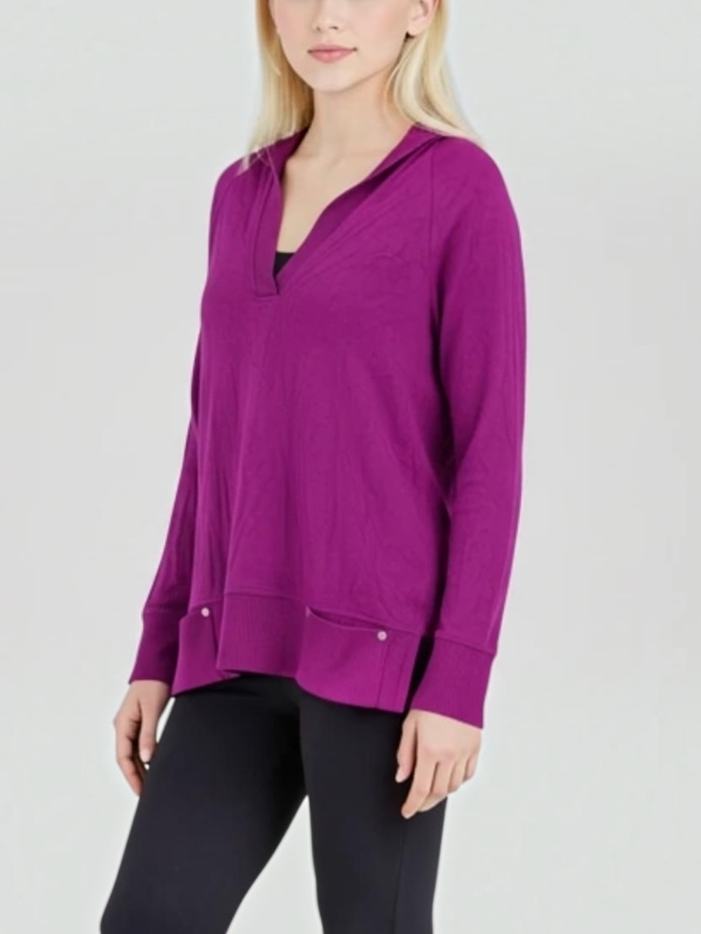 Zenergy Knit Collection “Charlie” Hooded Pullover LS Top in Violet Rose Sz 1 NWT